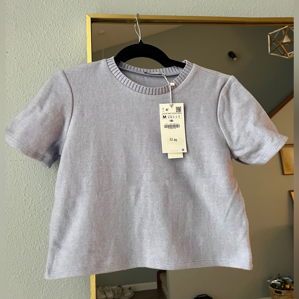 Zara Light Purple  Short Sleeve Cropped Top